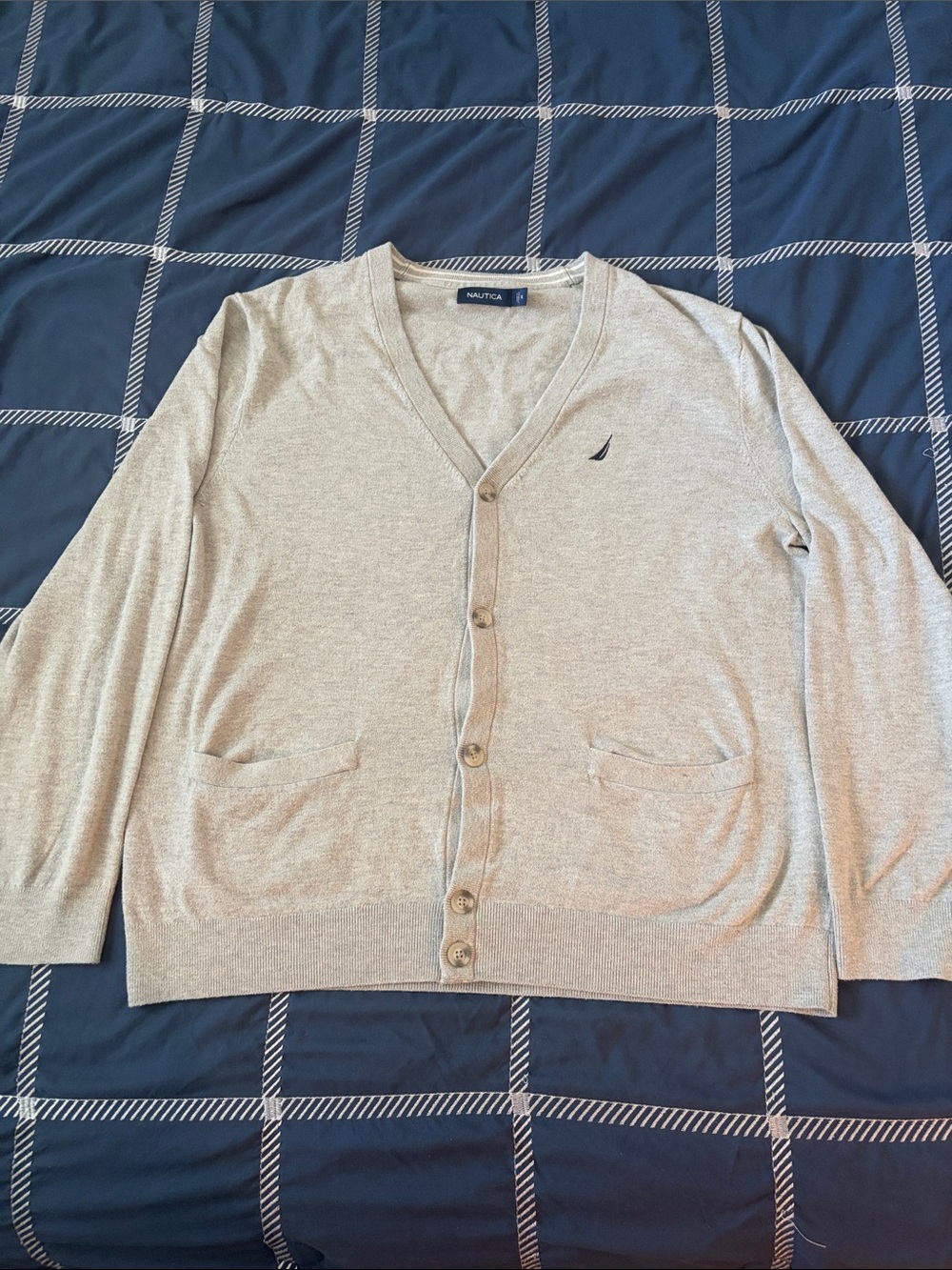 Mens Nautica Grey Navtech Knit Cardigan